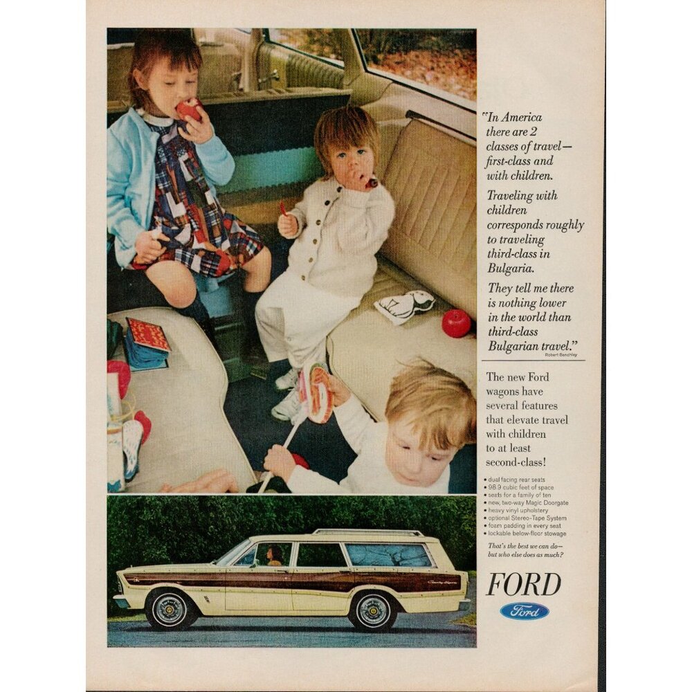 1966 Ford Station Wagon Vintage Print Ad (L4)